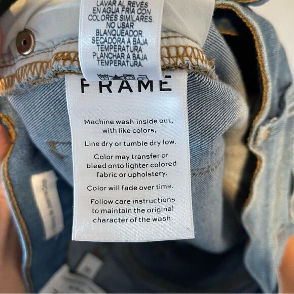 Frame Jeans Skinny Crop 25x26 Mid Rise Denim Capsule Wardrobe Distressed Raw Hem - Picture 5 of 9